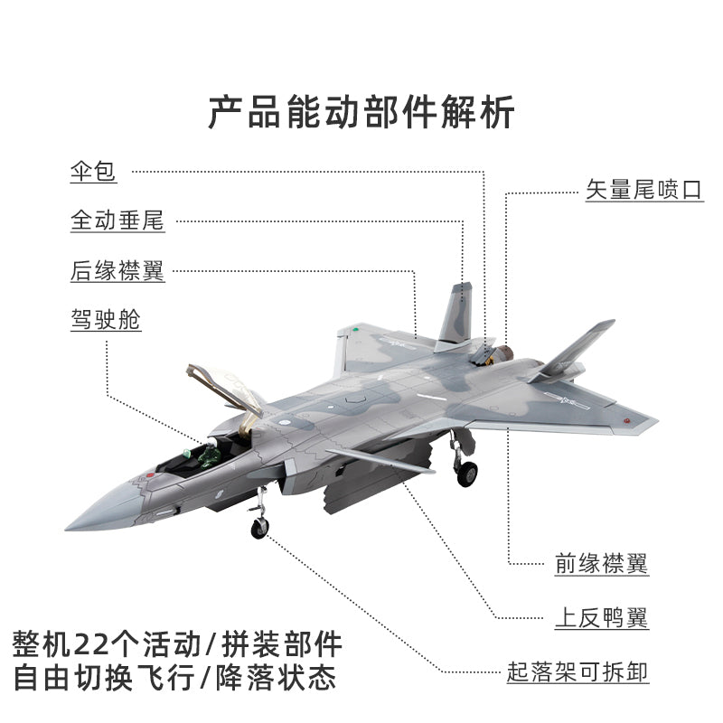 Aviation Culture and Creativity 15th Zhuhai Airshow Commemorative Edition 1:48 J-20 Simulation Alloy Fighter